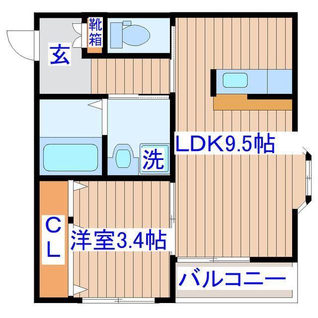 シャトルクレスト向山A(1LDK/2階)の間取り写真