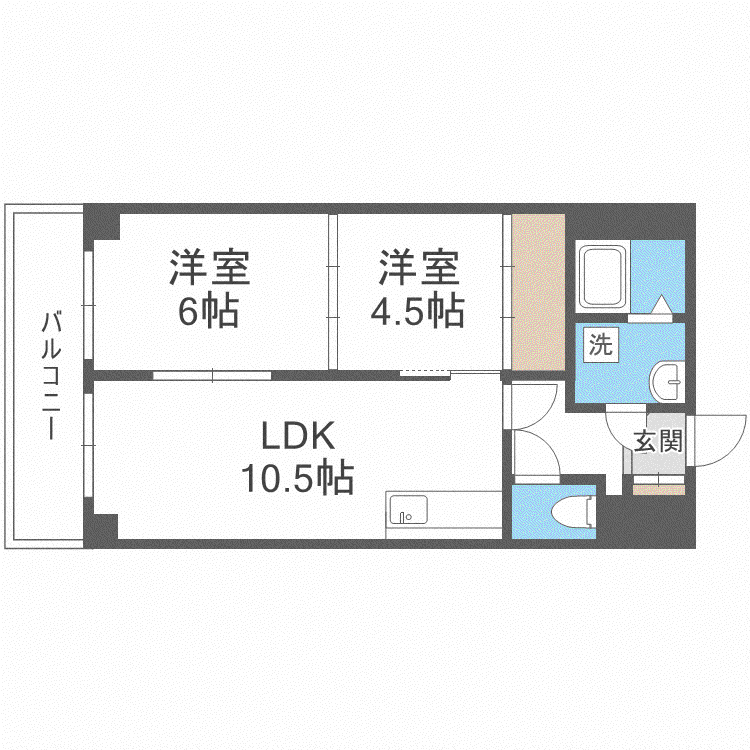 ヴォーネン麻生(2LDK/3階)の間取り写真