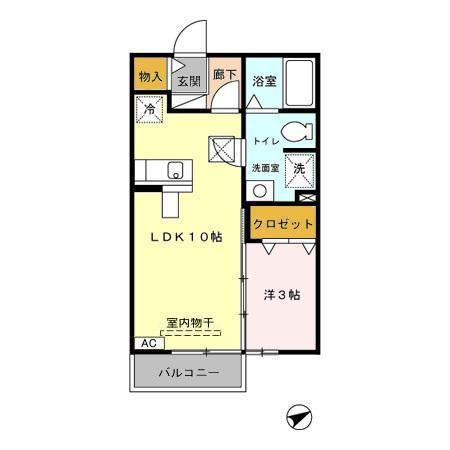 ベネツォーネE(1LDK/1階)の間取り写真