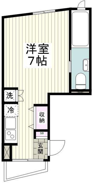 イースト RISE 由比ガ浜 B(ワンルーム/3階)の間取り写真