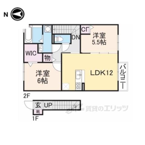 エスポワール(2LDK/2階)の間取り写真