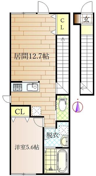 NEO-AT(1LDK/2階)の間取り写真