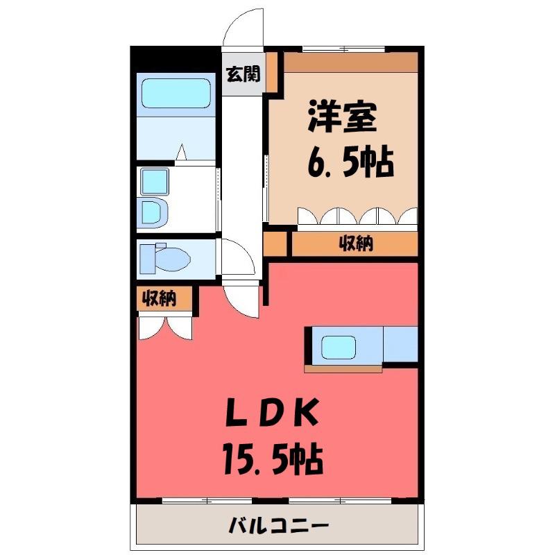 グリーンハイム(1LDK/4階)の間取り写真