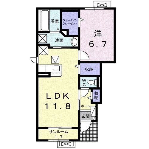 ローザ ローザ(1LDK/1階)の間取り写真