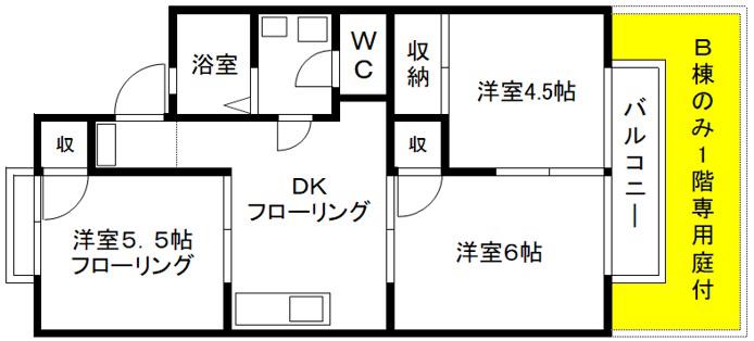 プロスパーハイツ(3DK/1階)の間取り写真