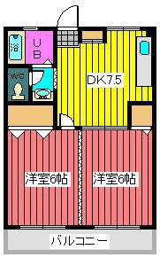 イカリハイツ(2DK/2階)の間取り写真