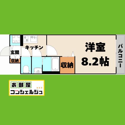 エスリード東別院ザ・セントレ(1K/7階)の間取り写真