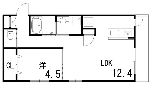 HCフラッツ国玉ガーデン(1LDK/1階)の間取り写真