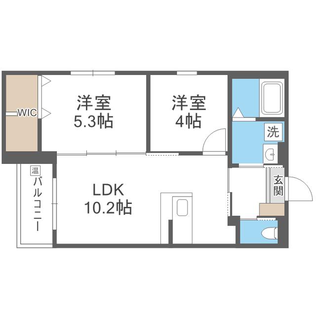 ROBOT HOME箱崎宮前(2LDK/1階)の間取り写真
