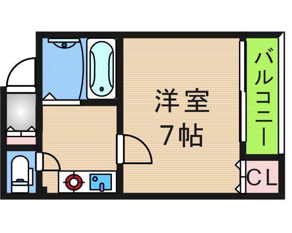 ガーデンコート(1K/3階)の間取り写真
