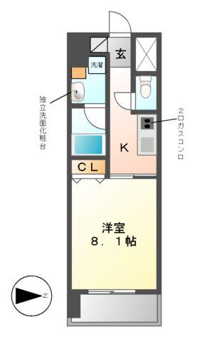 ALATO丸の内(1K/2階)の間取り写真
