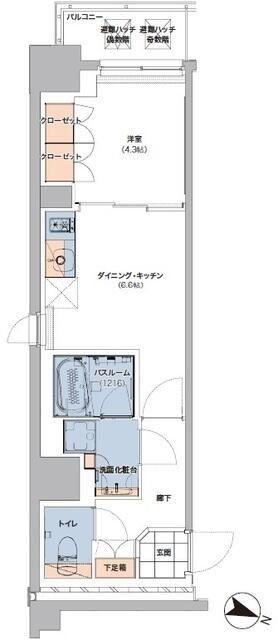 ボヌールステージ笹塚(1DK/7階)の間取り写真