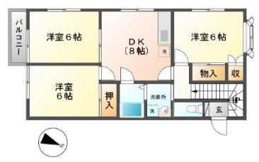 ルーミー牛久32号館(3DK/2階)の間取り写真