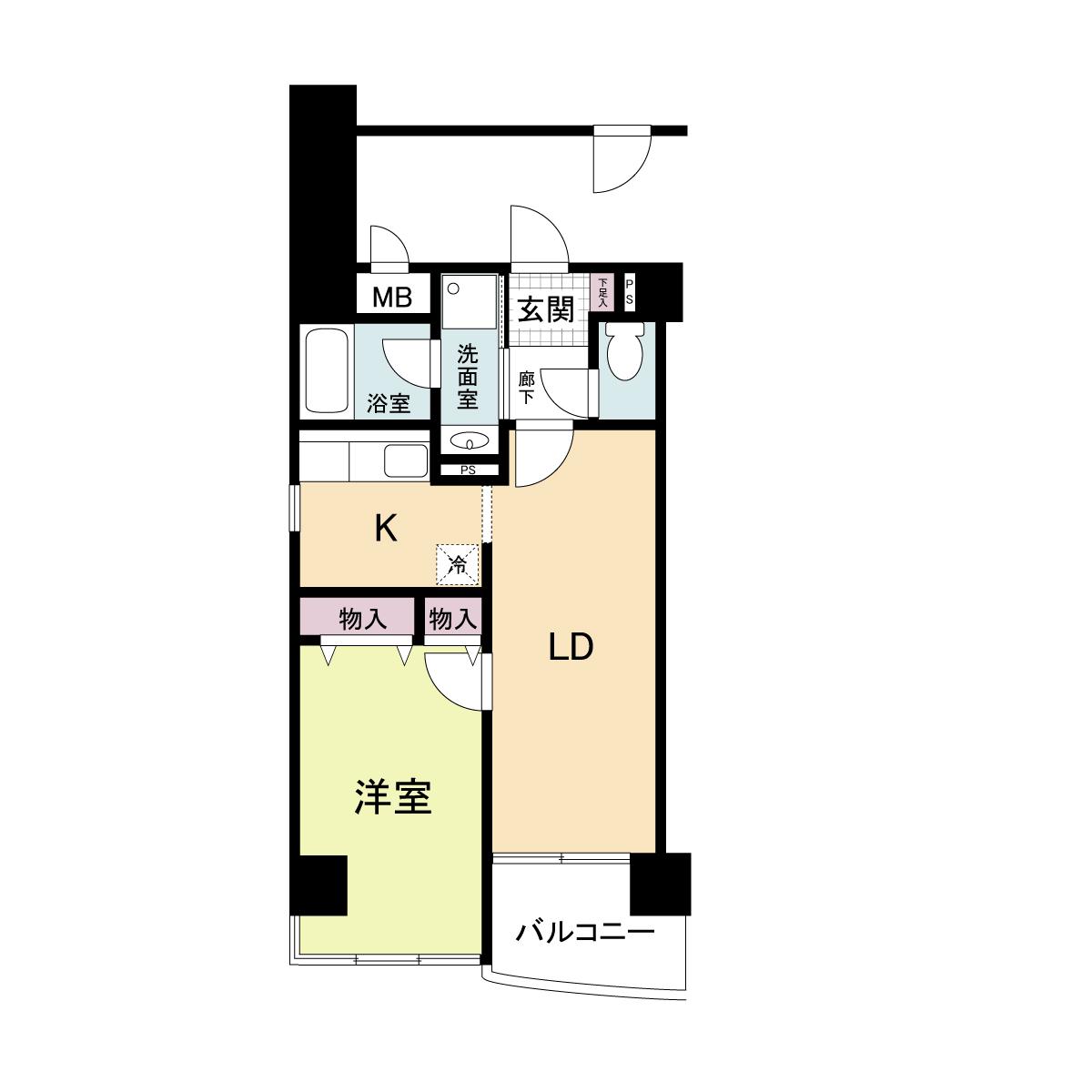 ロイヤル六甲駅前(1LDK/7階)の間取り写真