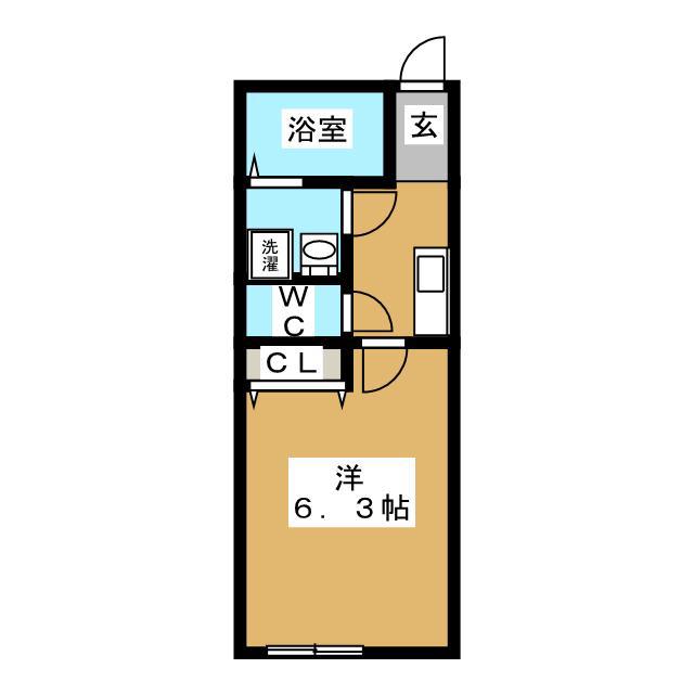 カインドネス鶴川(1K/1階)の間取り写真