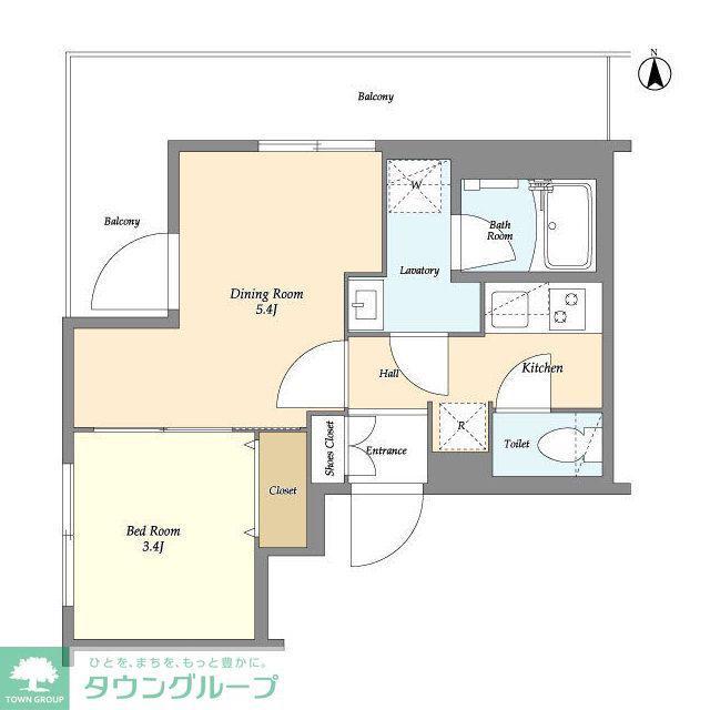 スタイリオ東品川(1DK/4階)の間取り写真