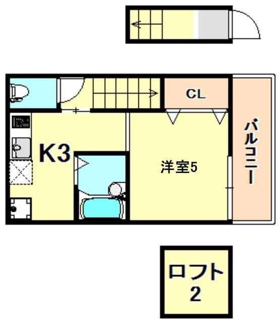 プライムガーデン(1K/2階)の間取り写真