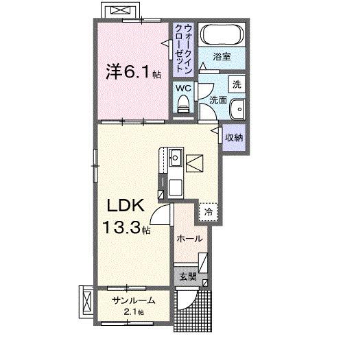 ハーベストヤヨイA(1LDK/1階)の間取り写真
