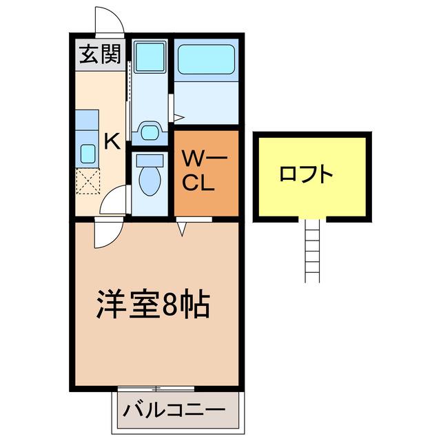 ネオステイゆう(1K/2階)の間取り写真