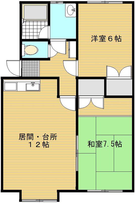 イーストタウンUNO(2LDK/1階)の間取り写真