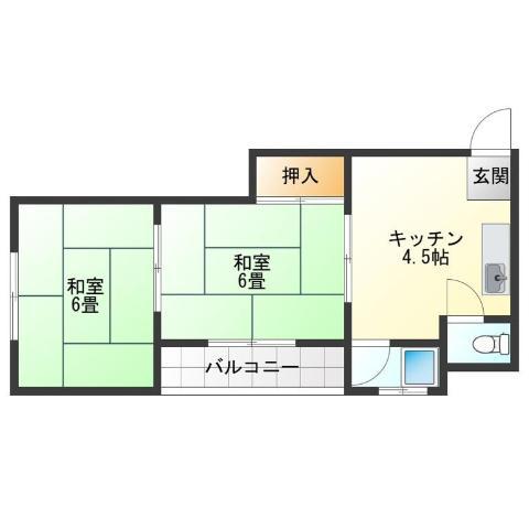 南津守富士ハイツ(2K/3階)の間取り写真