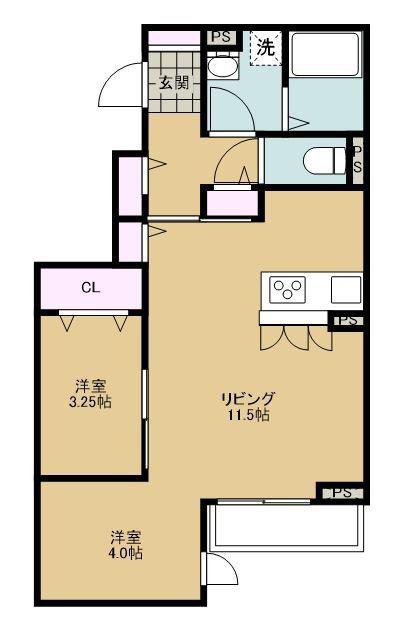 サニーライトSKK(2LDK/3階)の間取り写真