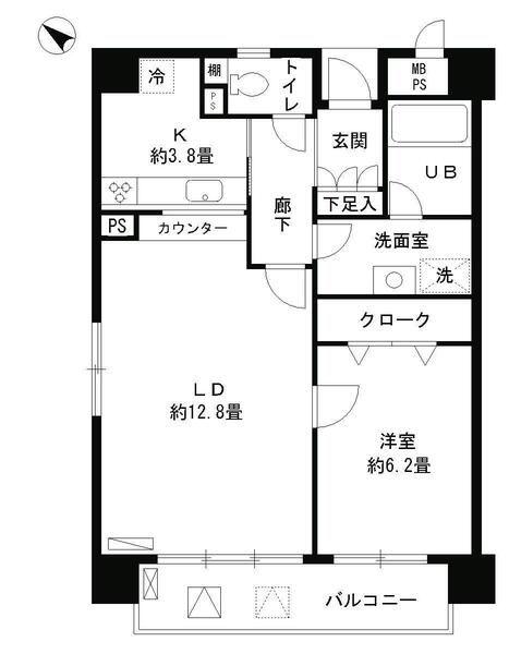 アステリオン松濤(1LDK/2階)の間取り写真