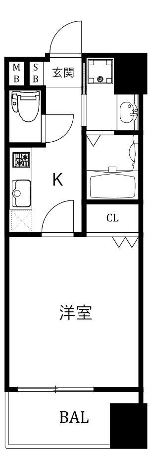 プレミアJONO(1K/4階)の間取り写真