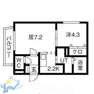ルーエ琴似(1LDK/2階)の間取り写真