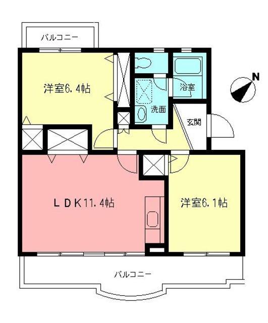 ひかり第1マンション(2LDK/1階)の間取り写真