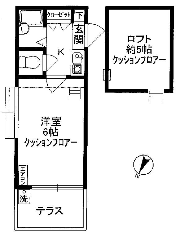 メイプルハウス(1K/1階)の間取り写真