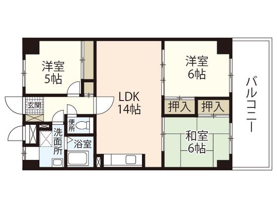 横川中谷ビル(3LDK/5階)の間取り写真