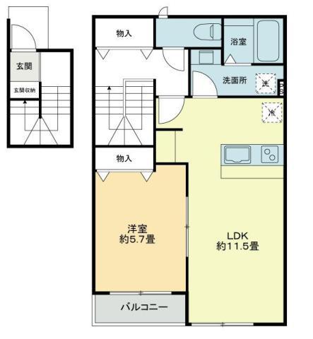 TMCマビック(1LDK/2階)の間取り写真