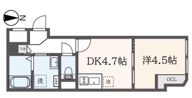 A LATO FUDOMAE(1DK/B1階)の間取り写真