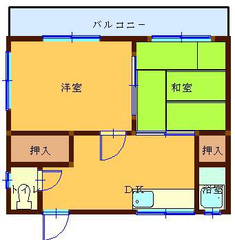 ＪＲ山陽本線 西条駅(広島) 徒歩11分 2階建 築43年(2DK/2階)の間取り写真