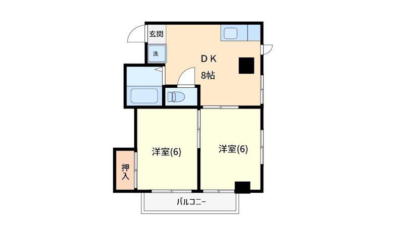 志賀パレス(2DK/5階)の間取り写真