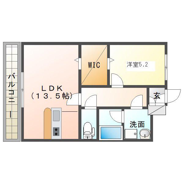 サンシャイン久米(1LDK/1階)の間取り写真