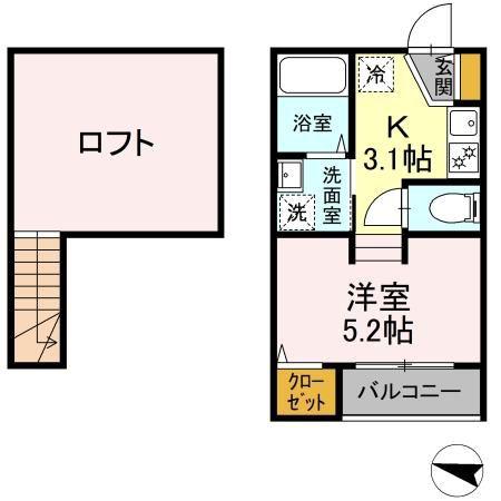 MODERN PALAZZO 須屋BALM(1K/2階)の間取り写真
