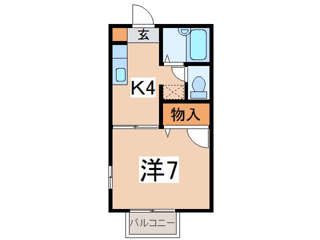 アーバンディアス(1K/2階)の間取り写真