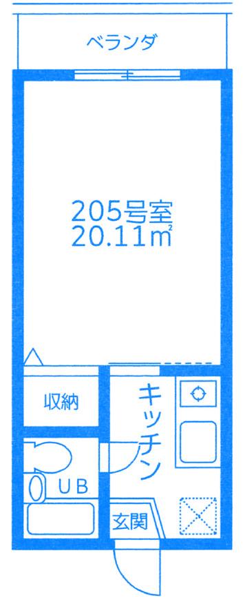 ヒルズスタイル(1K/2階)の間取り写真