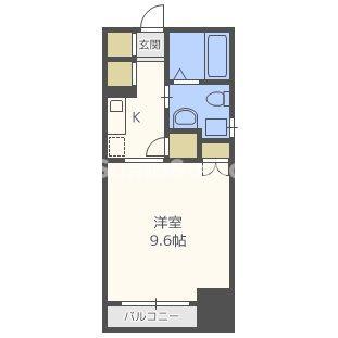 エイペックス東心斎橋I(1K/2階)の間取り写真
