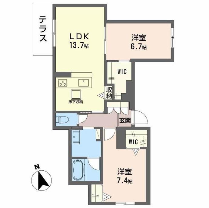 シャーメゾン グレース 忍町(2LDK/1階)の間取り写真