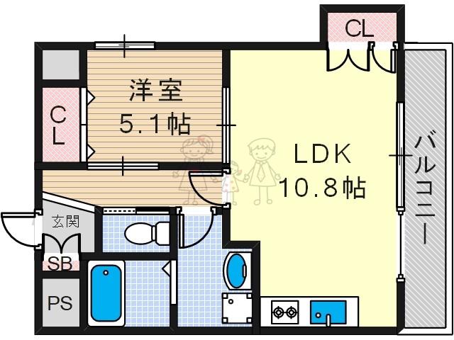 MON MAISON I(1LDK/3階)の間取り写真