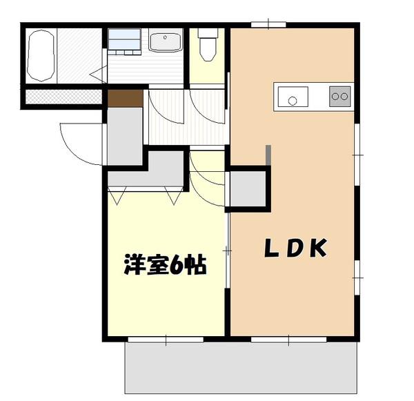 メゾン優(1LDK/1階)の間取り写真