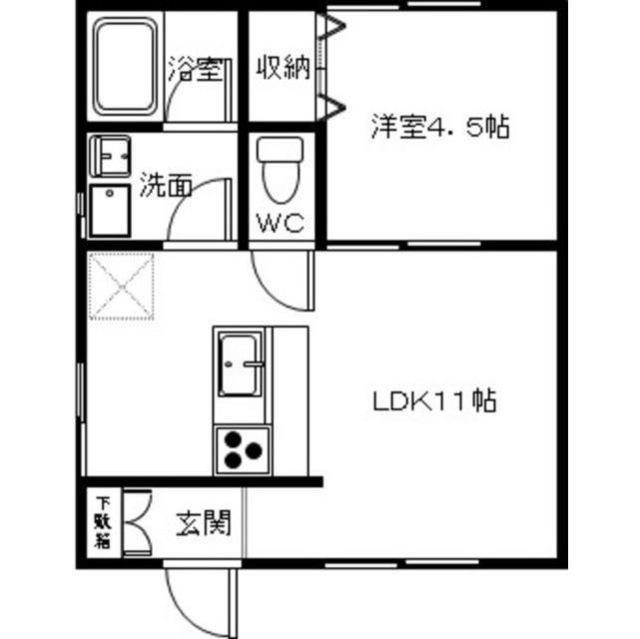 メゾンあらた(1LDK/2階)の間取り写真