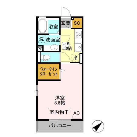 コージーコート大平(1K/1階)の間取り写真