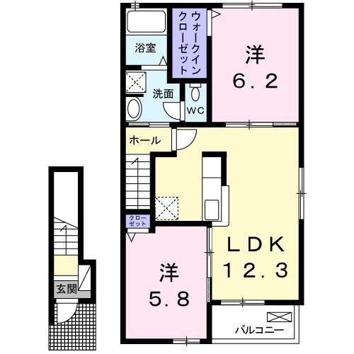 プリムラII(2LDK/2階)の間取り写真