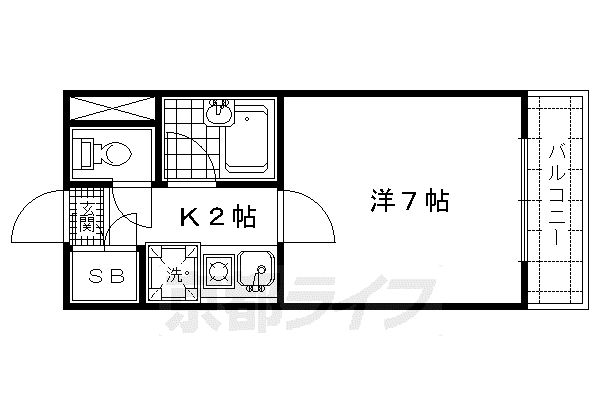 ピラーズ御所西(1K/4階)の間取り写真