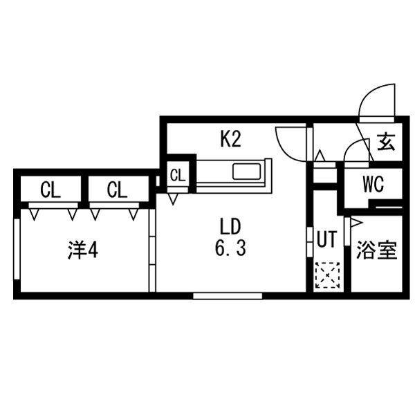 CENTNIA山の手(1LDK/4階)の間取り写真