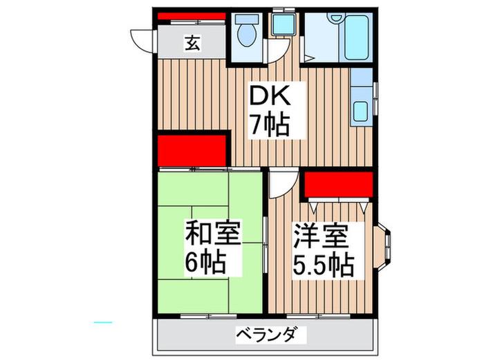 メゾン新座(2DK/3階)の間取り写真